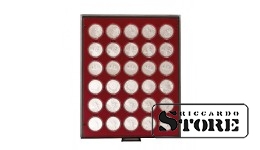 Dark red velour tray, model 2626E, designed for coins with a diameter of 39.5 mm. A reliable accessory for storing and displaying collectible coins.