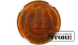 Läti, 1 santīms, 1937. aasta, pronks, NGC MS 63 RB