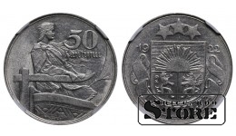 Läti, 50 santīmu, 1922. aasta, nikkel, NGC AU DETAILS