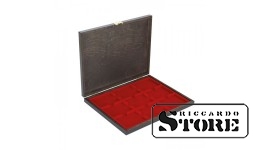 CARUS-1 case made of natural wood with dark red tray for storing 9 slabbed coins sized 63x85 mm from American grading companies