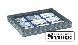 NERA M PLUS case with dark blue tray for storing 9 slabbed coins sized 63x85 mm from American grading companies