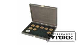 CARUS XM natural wood case with 15 square compartments for coins/coin capsules with outer diameter up to 40 mm