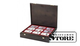CARUS case made of natural wood for storing 36 slabbed coins sized 63x85 mm from American grading companies