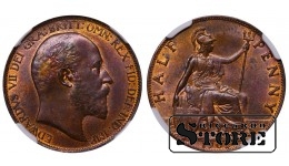 Suurbritannia, ½ penni, 1902. aasta, NGC MS 63 BN