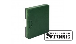 Set of Karat CLASSIC coin album and protective slipcase with convenient thumb cutout, green.
