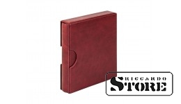 Set of Karat CLASSIC coin album and protective slipcase with convenient thumb cutout, cherry red.