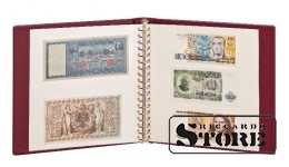 LINDNER banknote album in cherry color with white interleaves.