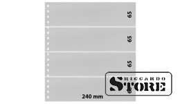 Transparent sheet with 4 pockets (240 x 65 mm) and a white interleaf. Pack of 10 pieces.