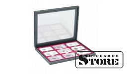 NERA M PLUS case with dark red tray for storing 9 slabbed coins sized 63x85 mm from American grading companies