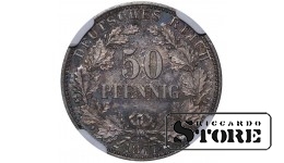 Saksamaa impeerium, 50 pfennigit, 1877. aasta, J (Hamburg), hõbe, NGC MS 64