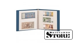 LINDNER banknote album with white interleaves and protective cassette — blue.