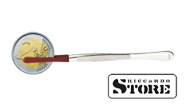 Nickel-plated numismatic tweezers, 120 mm, with protective coating on tips