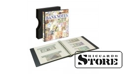 Banknote album with 10 transparent pages (2 types), white interleaves, and protective slipcase, model 814.