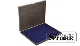 CARUS‑1 wooden case with dark blue insert for storing 9 slabbed coins sized 63x85 mm from American grading companies