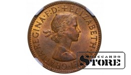 1962 GREAT BRITAIN ELIZABETH II Half Penny NGC MS 64 RB