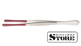 Nickel-plated numismatic tweezers, 120 mm, with protective coating on tips