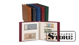 LINDNER banknote album in cherry color with white interleaves.