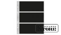 Multi Collect numismatic sheets with 3 pockets (185 × 80 mm), transparent with black inserts, pack of 10 sheets