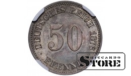 Saksamaa, 50 pfennigit, 1876. aasta, hõbe, NGC MS 64