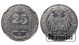 Saksamaa, 25 pfennigit, 1912. aasta, A, nikkel, NGC PF 66