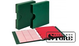Set with Karat CLASSIC coin album and protective cassette with convenient cutout, green color, including two 5-pack coin sheets of your choice.