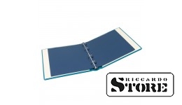 Karat leather ring binder, empty, blue color.