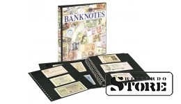 Banknote album with 10 transparent pages (2 types), black interleaves, and protective slipcase, model 814.