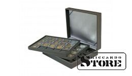 NERA XL case with 3 inserts and velvet-covered trays for placing 60 coin frames 50x50 mm / CARRÉE coin capsules / OCTO coin capsules