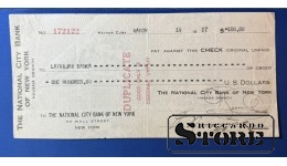 Cuba Havana 1927 Cheque 100 Dollars