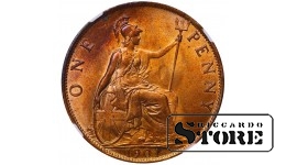 United Kingdom, 1 Penny 1901, Queen Victoria “Veiled Head”, Bronze, NGC MS 63 RB, KM#790