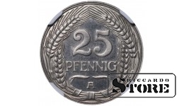 Saksamaa, 25 pfennigit, 1912. aasta, A, nikkel, NGC PF 66