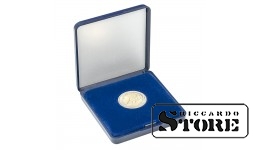 Case with blue insert for coins / coin capsules with outer diameter up to 26 mm
