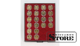 Dark red velour tray 2624E with a diameter of 41 mm for storing coins and medals.