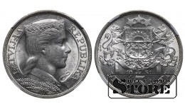 Латвия, 5 латов, 1931 год, NGC, MS 62