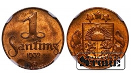 Läti, 1 santīms, 1932. aasta, NGC MS 64 RB