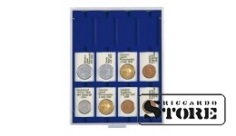Blue velour tray 2170ME with 50 × 75 mm compartments, ideal for storing certificates, coin packaging, or collectible items.