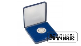 Case with blue insert for coins / coin capsules with outer diameter up to 28.5 mm