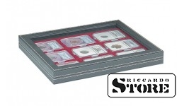 NERA M PLUS case with dark red tray for storing 9 slabbed coins sized 63x85 mm from American grading companies