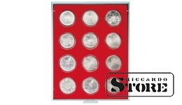 Red velour tray, model 2554E, designed for coins with a diameter of 54 mm. Ideal for storing and displaying large collectible coins.