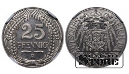 Saksamaa, 25 pfennigit, 1911. aasta, A, nikkel, NGC PF 67