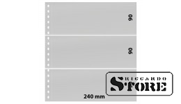 Transparent sheet with 3 pockets (240 x 90 mm) and a white interleaf.