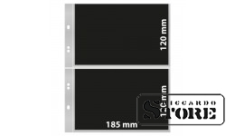 Universal numismatic sheets for the Multi Collect system with 2 pockets (185 × 120 mm), transparent, with a black insert. Pack of 10 sheets.