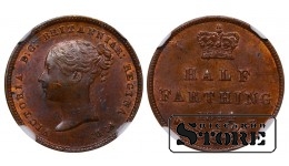 Suurbritannia, ½ farthing, 1844. aasta, NGC MS 62 BN