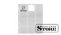 Multi Collect numismatic sheets for holding 12 coins up to 50 mm diameter, with black spacer sheets. Pack of 5.