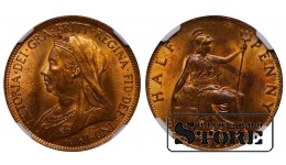Suurbritannia, ½ penni, 1901. aasta, NGC MS 63 RB