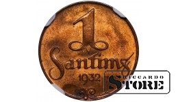 Läti, 1 santīms, 1932. aasta, NGC MS 64 RB