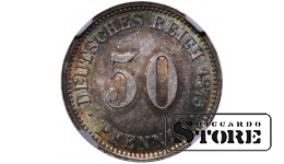 Saksamaa impeerium, 50 pfennigit, 1875. aasta, J (Hamburg), hõbe, NGC MS 64 Top Pop