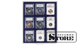 Numismatic box in MARINE modification for holding 9 slabbed coins sized 63x85 mm from American grading companies
