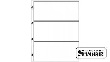 Transparent sheets for A4 albums with 3 pockets (220 mm × 97 mm). Pack of 10 sheets.