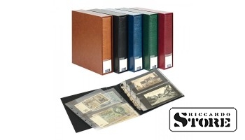 PUBLICA M collection album for up to 80 banknotes or postcards. Green color.